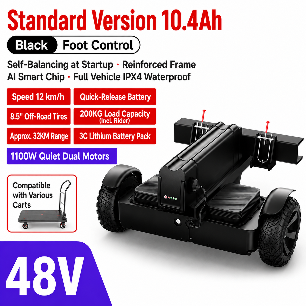 No trailer - 48V enhanced version with 10.4Ah capacity