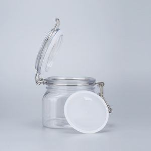 150ml 200ml 400ml 600ml透明PETプラスチック四角い豆スナック食品容器収納蓋付き密閉瓶 - Product Image 2