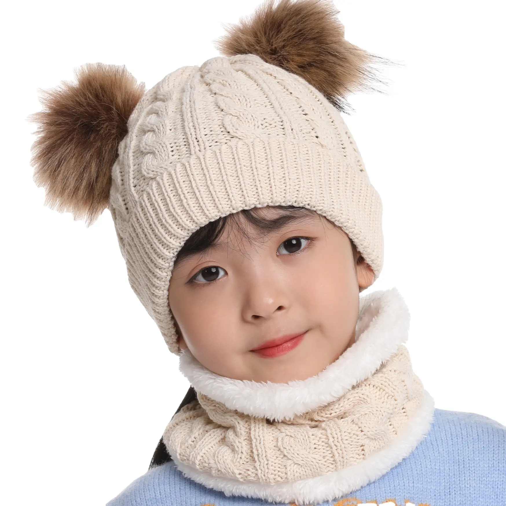 Şapka eşarp çocuklar yürümeye başlayan bere bebek kış fabrika çocuklar sıcak termal eşarp şapka ve eldiven setleri kış bere şapka eşarp set