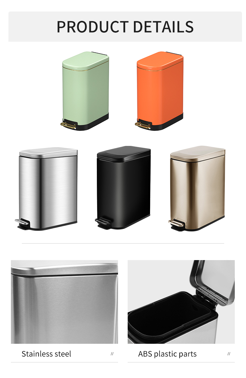 orange colorful stainless trash bin for kichen