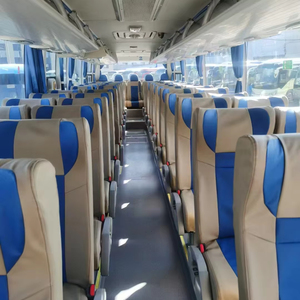 אוטובוס סין גדול משומשים zk6119 מנוע דיזל עלון ההשעיה 50 מושבים מחסה להפוך ידני שמאל אור כחול כהה משלוח חינם
