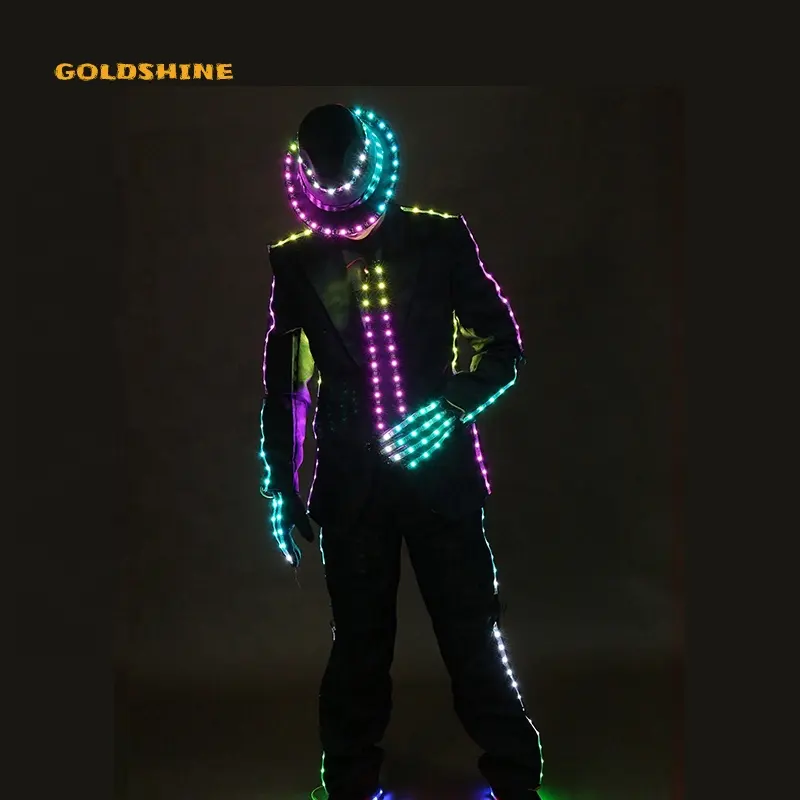 Costumi luci a LED per la danza del Robot tuta da spettacolo teatrale luminosa con caratteristiche luminose del nuovo anno Set di oggetti di scena