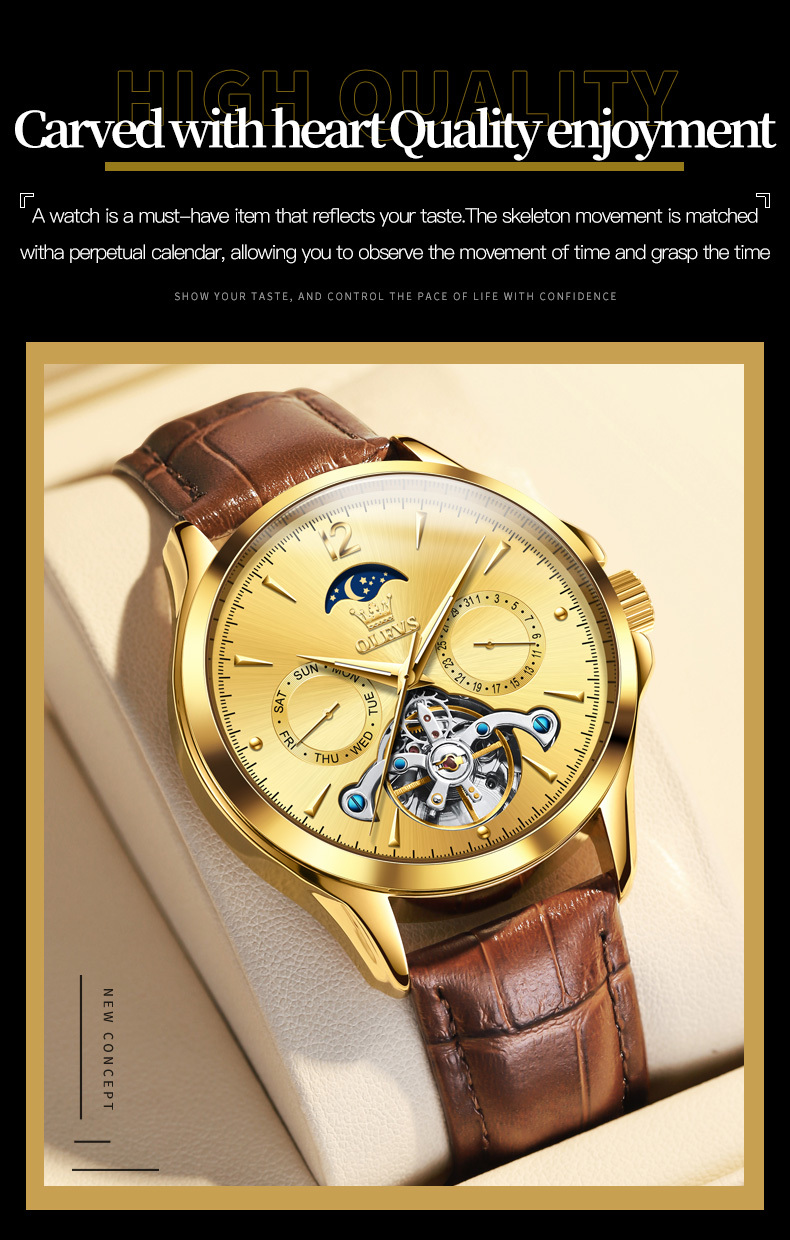 OLEVS 6663 Mechanical Men's Watch Waterproof Luminous Men's Trend Mechanical Watch description image 8