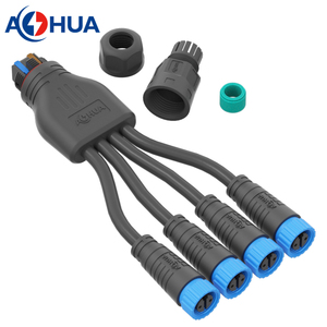 China Factory ODM OEM IP67 2 3Pin Y Cable de alimentación Splitter Entrada 1 Salida Dos puertos Sobre molde Conector impermeable de plástico - Product Image 3