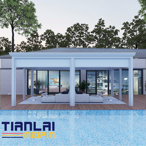 Su geçirmez polikarbonat ile açık alüminyum lougazebo Gazebo katlanabilir çatı basınç tedavi doğa ahşap tipi - Product Image 3