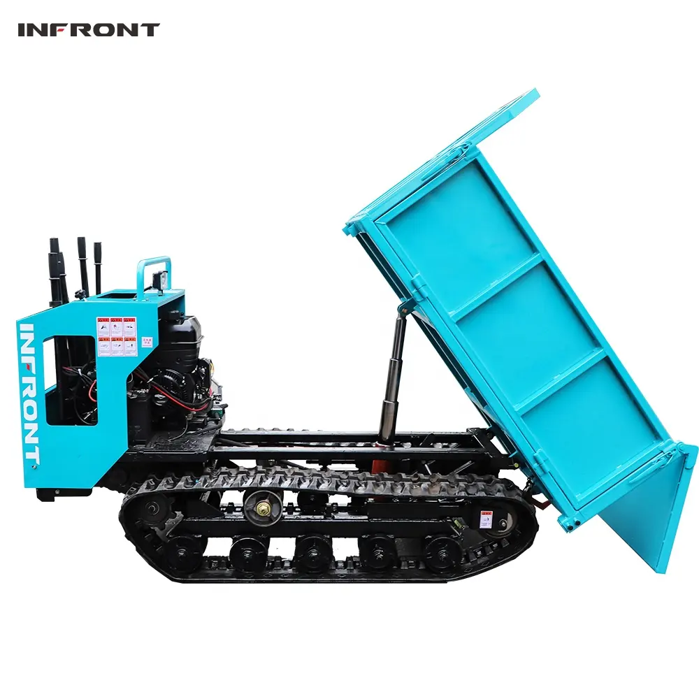 Full Hydraulic Loading 500kgs 1ton Electric Start Crawler Utility Mini Tracked Dumper Truck For Sale