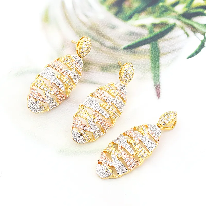 Conjuntos de joyería de moda chapados en oro, patrón entrelazado, venta al por mayor