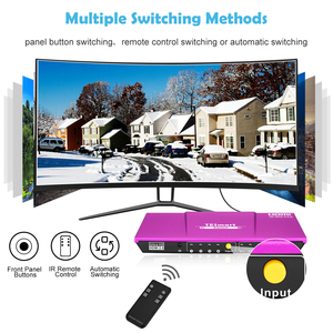 Interruptor divisor de 4 puertos 4x1 HDMI, 4k @ 60Hz con salida de Audio adicional, compatible con detección de entrada automática S/PDIF L/R, conmutador HDMI