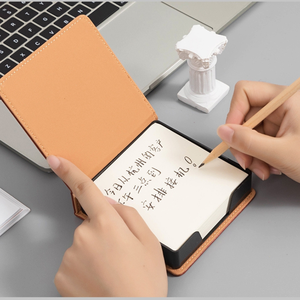Hotel Pocket PU Leather Replaceable Note <strong>Memo</strong> Pads 3x3 Sticky Notes <strong>Notepad</strong> <strong>Block</strong> Cube Holder Flip Square Case Box With Design