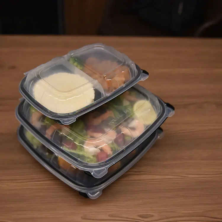공장 주문 Eco 뚜껑을 가진 친절한 조가비 처분할 수 있는 플라스틱 Microwavable 음식 점심 콘테이너 상자