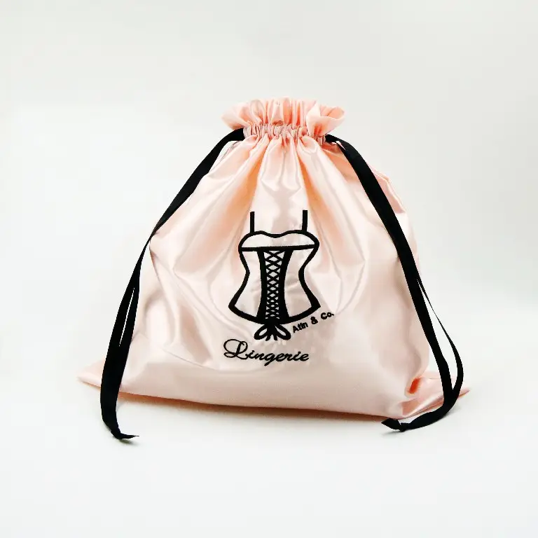 Commercio all'ingrosso logo Personalizzato Riciclata morbido Con Coulisse borse In Raso Sacchetto di Polvere Con Coulisse