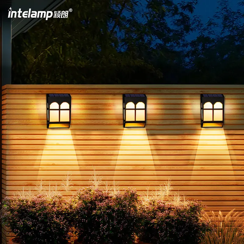 Intelamp RGB 방수 포스트 데크 LED 색상 변경 빛 벽 울타리 야외 태양 광 조명