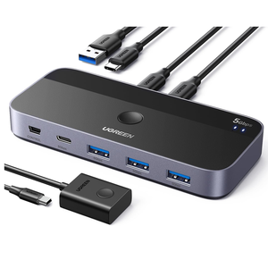 UGREEN interruttore USB A & C ingresso computer condividono 4 porte USB, selettore USB per PC portatile tastiera Mouse Webcam - Product Image 1