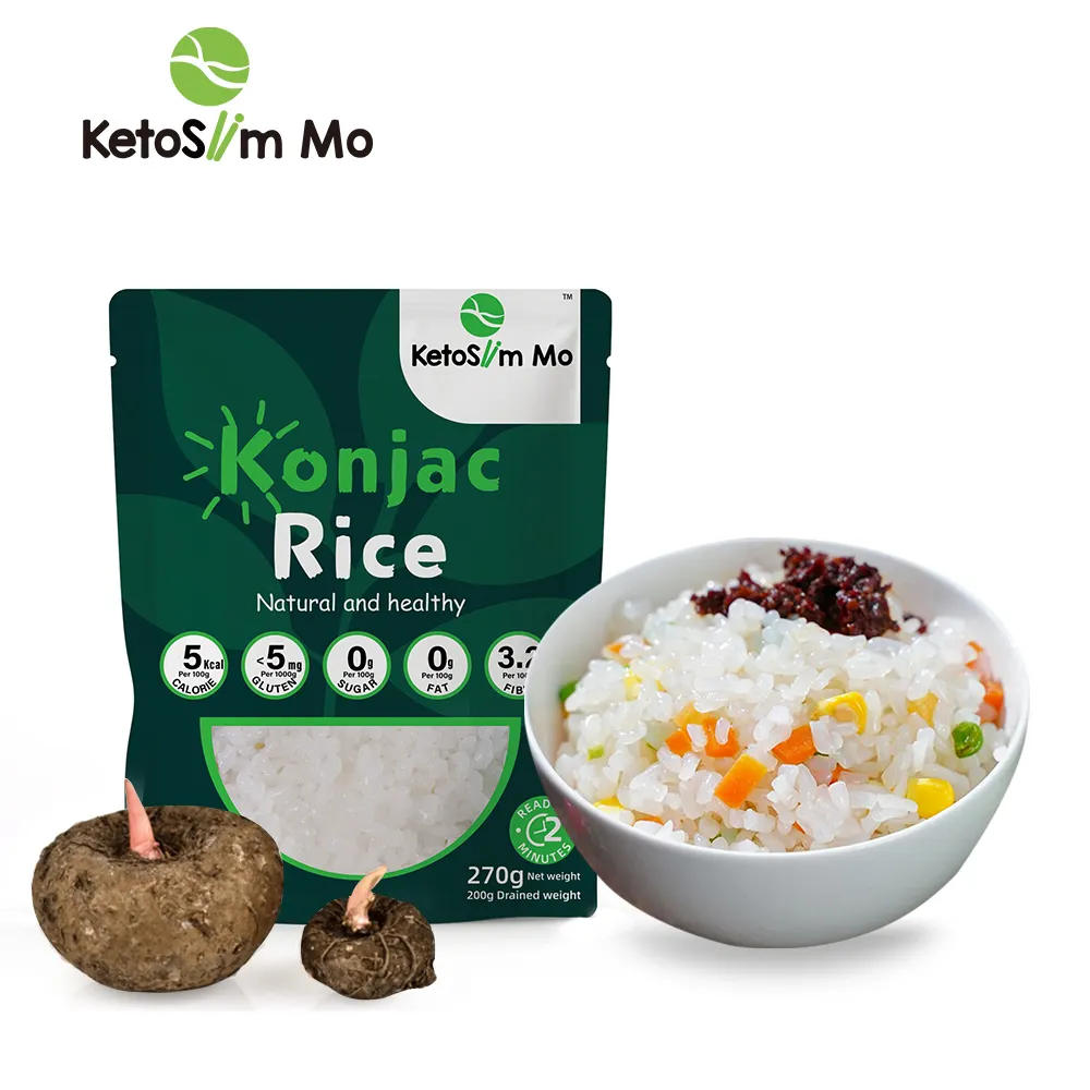 Zhongkaixin Ketoslim Mo Foodstuffs Bulk Wholesale Diet Food Instant Low Carb Slim Wet Shirataki Konjac Rice