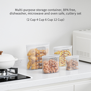 Biểu tượng tùy chỉnh phong cách Mỹ tái sử dụng Silicone Pouch sous vide Túi Set Stand-Up lưu trữ thực phẩm và bữa ăn Prep container - Product Image 5