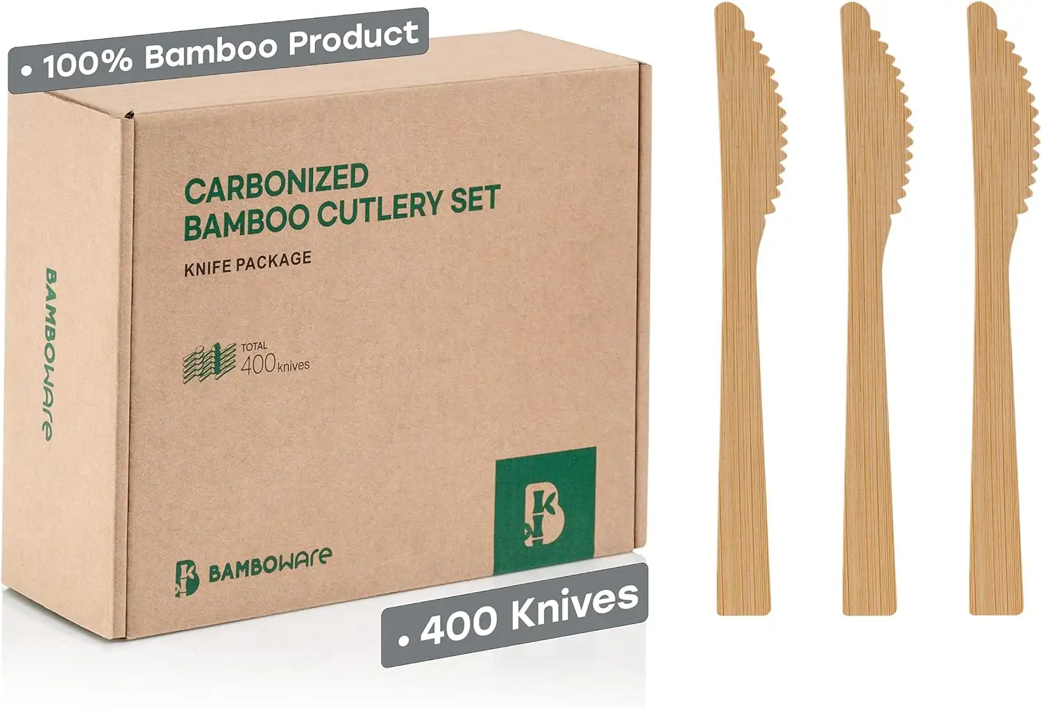 Vajilla desechable biodegradable, tenedor de bambú ecológico, cuchara, cuchillo, cubiertos de Bambú