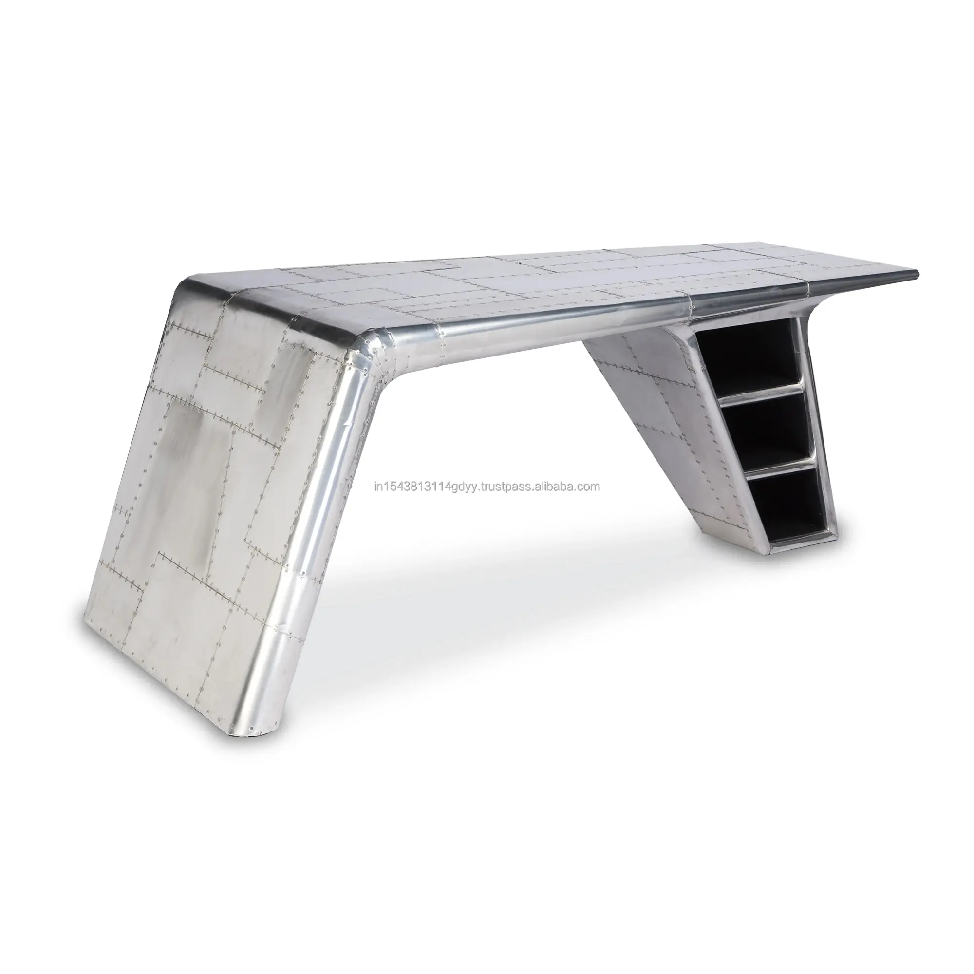 Bureau à domicile Hôtel Design unique Aile d'aviateur Bureau Ensemble complet Mobilier de table de bureau en aluminium avec tiroir