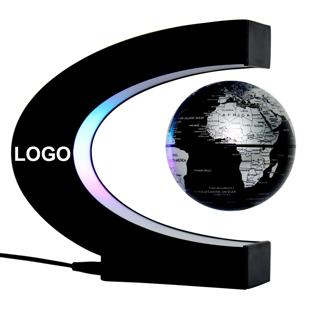 Globo flotante magnético con mapa del mundo en forma de C, globo de levitación magnética con luces LED para decoración de escritorio, lámpara de decoración