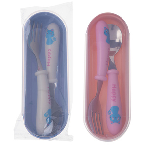 Nettes Besteck Tier muster Kind Baby Löffel und Gabel Set Edelstahl Löffel Gabel Set mit Pp Griff