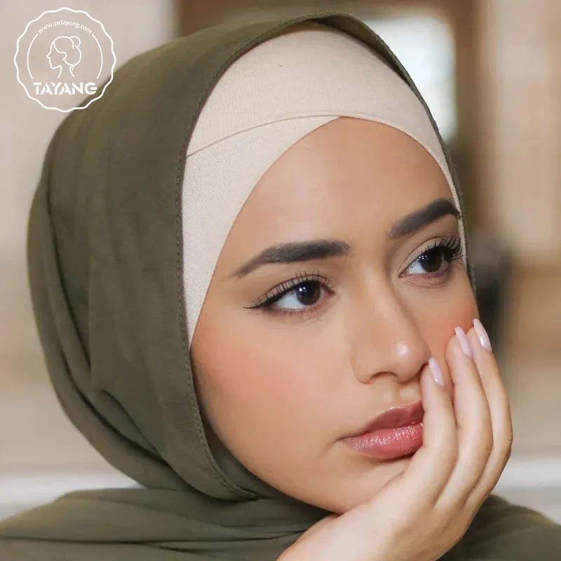 Hete Verkopende Kleurrijke Islamitische Voorhoofd Kruis Buis Hoed Mode Effen Kleur Gemerceriseerde Katoenen Jersey Hijiab Onderdoek Cap