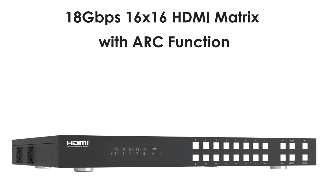 BLACK 18Gbps 16x16 HDMI Matrix with ARC Function