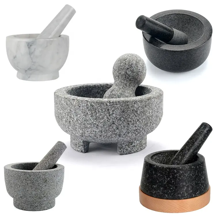 Premium kalite harç ve Pestle sağlam harç ve Pestle seti zarif el işi granit harç ve Pestle seti