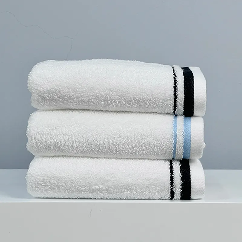 Высокое качество синие Черные Полосатые Полотенца для дома органический хлопок отель спа мягкое вышитое полотенце для лица подарочный набор