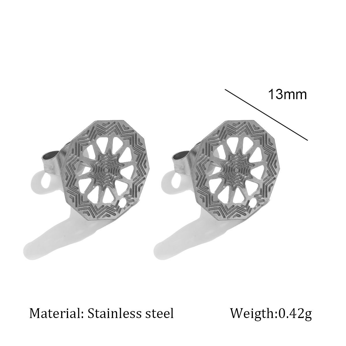 Boucles d'oreilles clous fleurs argent 8