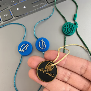 Hangtag Lock Custom Embossed Brand Name Logo <strong>String</strong> Cord , Plastic Swing <strong>Loop</strong> <strong>Hang</strong> <strong>Tags</strong> Seal <strong>String</strong> for Garment - Product Image 3