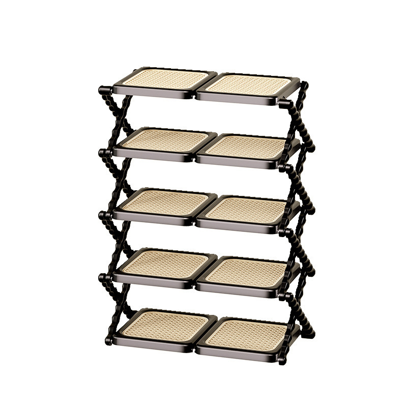5-layer double-board rattan folding shoe rack