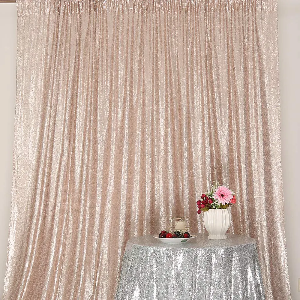 5x7ft 3mm Sequin Drapery Backdrops For Theatrical Stage Drape Champagne Sequin Background Wall
