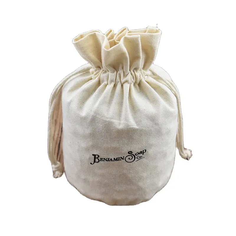 Перерабатываемая сумка Biodegrada на заказ с круглым дном и принтом, Экологически чистая хлопчатобумажная ткань, муслиновая сумка для упаковки свечей