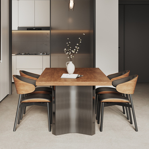 Sang trọng thanh lịch hiện đại bàn ăn thiết lập Thêm lớn vòng bằng đá cẩm thạch gỗ với 6 ghế Da Thiết kế hiện đại cho khách sạn - Product Image 2