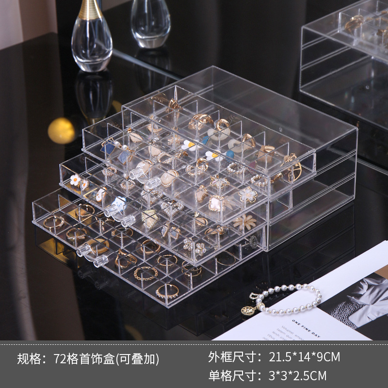 72 compartments in a transparent three-layer drawer