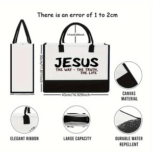 Jesus the Way Truth Life Canvas Tote <strong>Bag</strong> Women's Canvas Tote <strong>Bag</strong> Religion Christian Merch Bible Verse Shopper HandBag - Product Image 2