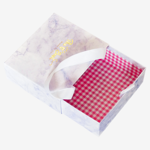 Sliding Drawer Gift <strong>Box</strong> W/<strong>Gingham</strong> Pattern Liner, Silk Pull Tab &amp; Handles for Craft Presents, Customisable Paper, Size &amp; Colour - Product Image 1