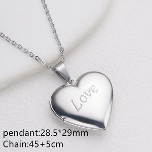 Paslanmaz çelik altın kaplama süblimasyon boş kalp madalyon kolye kolye Link zinciri ile Unisex fotoğraf bellek resim çerçevesi - Product Image 5