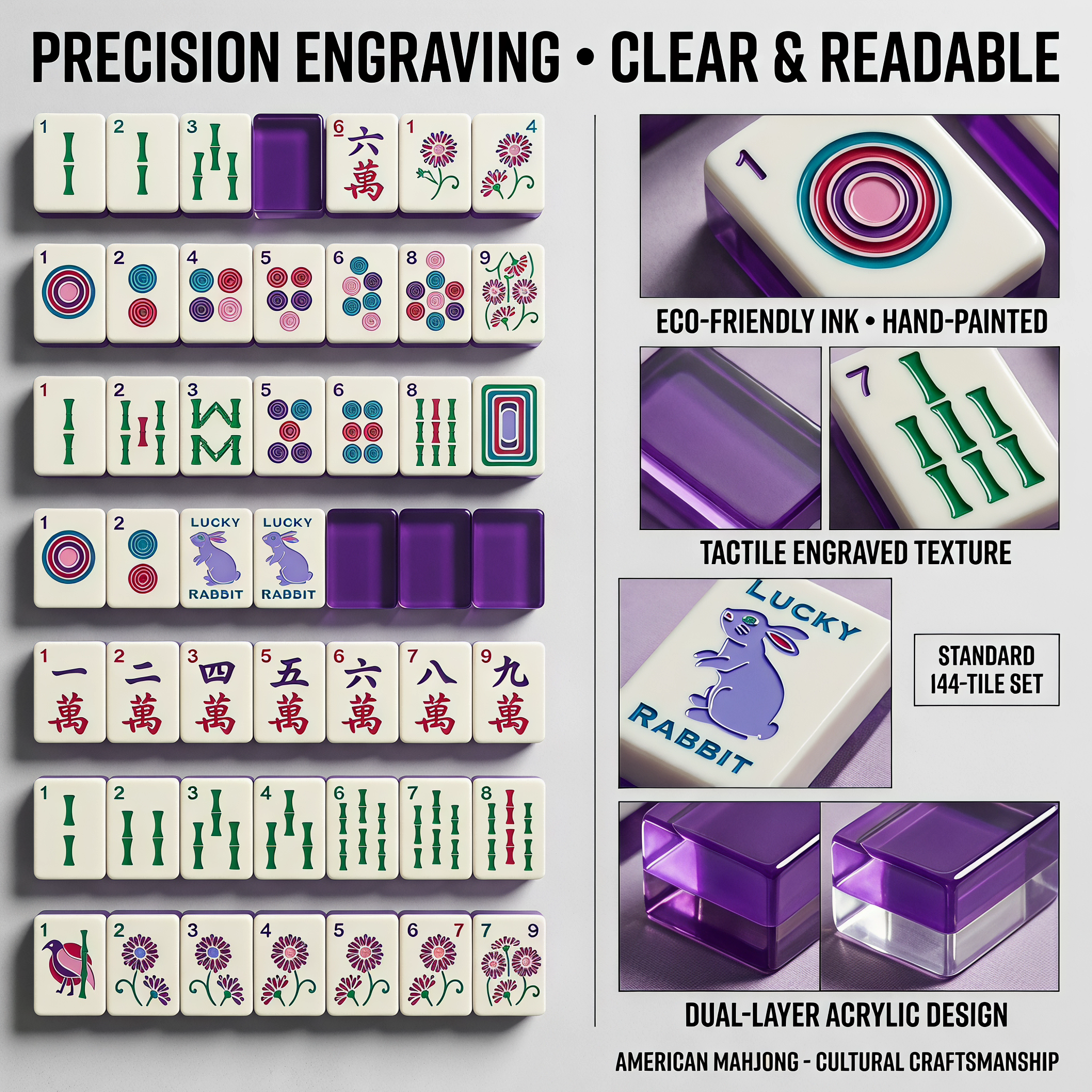Purple Lucky Rabbit Mahjong Tile