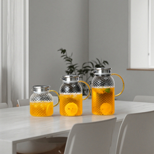 Thickened Rice Grain Glass Hammer Pattern Cooling Kettle Cold Kettle Lemon Cup <strong>Tie</strong> <strong>Pot</strong> Cold Open Summer Juice <strong>Pot</strong> - Product Image 3