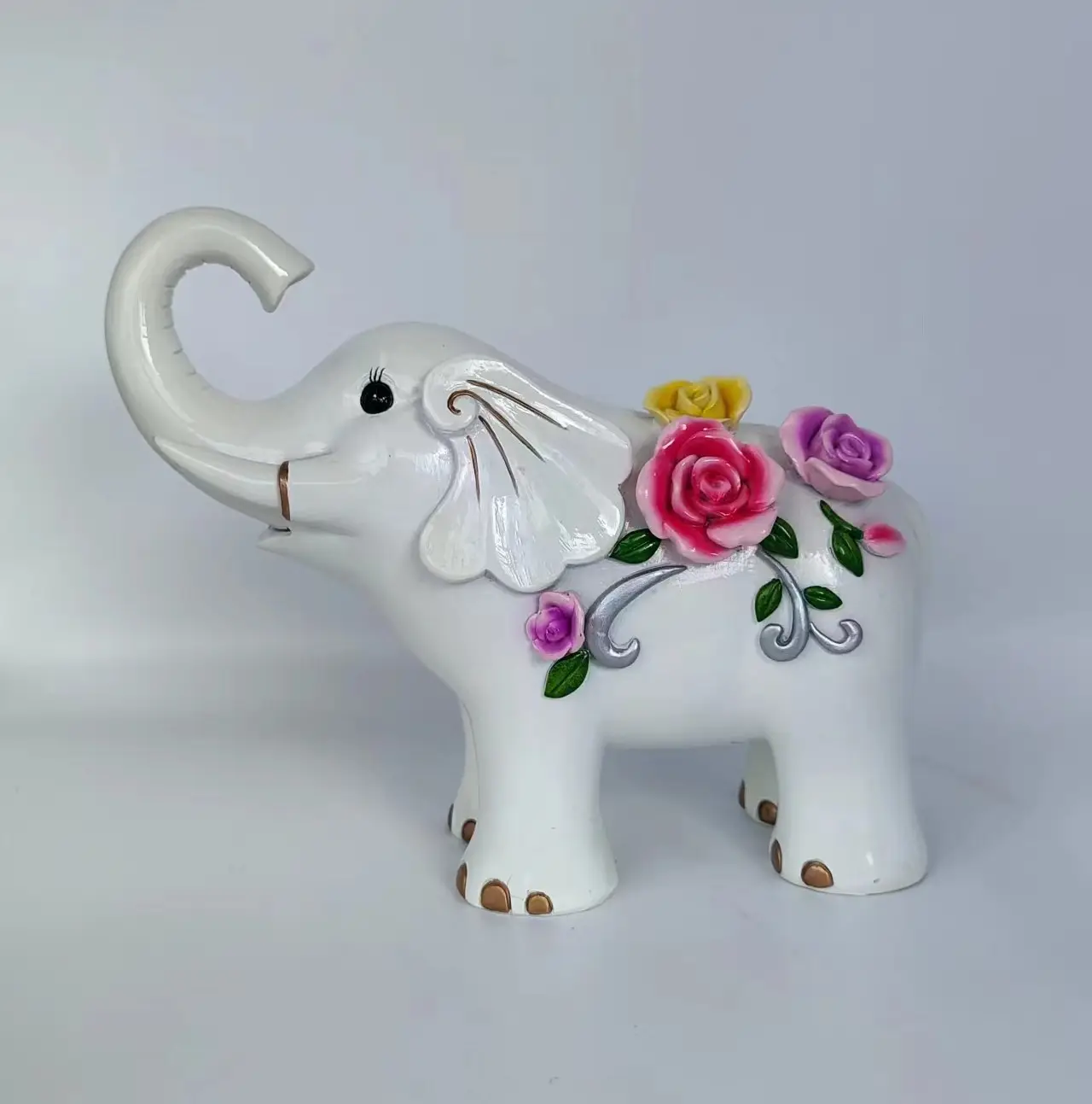 Moderne Witte Nep Keramische Hars Olifant Standbeeld Bloemen Buitentafel Huisdecoratie Geschenken