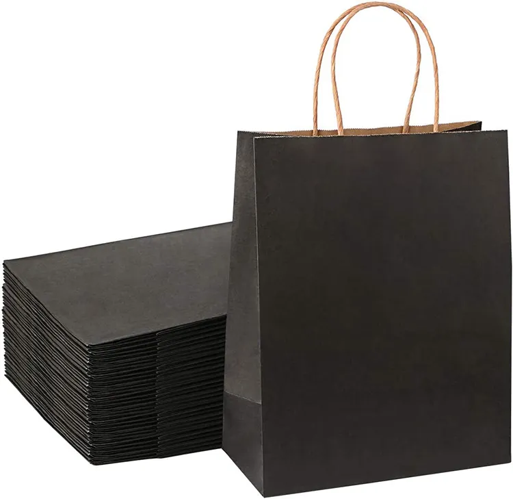 Белый черный бумажный пакет с логотипом, переработанные коричневые крафт-бумажные пакеты с ручкой, изготовленная на заказ сумка для покупок из крафт-бумаги с вашим собственным логотипом