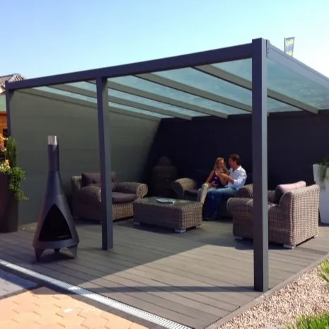 Pérgola de aluminio impermeable moderna de tamaño personalizado sostenible fácilmente ensamblada con apertura automática de sombras