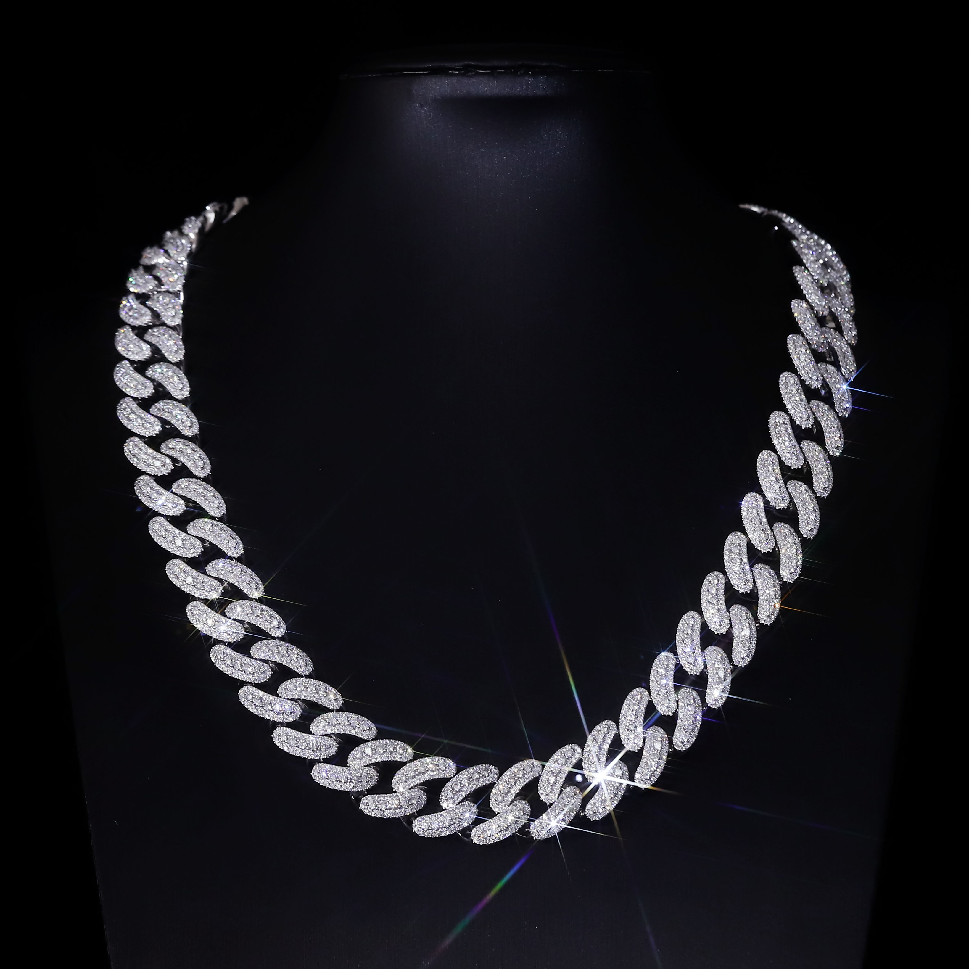 10K white gold lab diamond cuban chain
