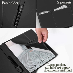<strong>A4</strong> Leather <strong>Conference</strong> <strong>Folder</strong> Business Padfolio Portfolio Case with Letter/<strong>A4</strong> Size Writing Pad Clipboard, Card Holders, Sleeve Me