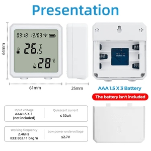 Xiuda Tuya Wifi Termómetro inalámbrico inteligente Higrómetro Wifi Monitoreo de temperatura Registrador de datos de humedad y temperatura - Product Image 3