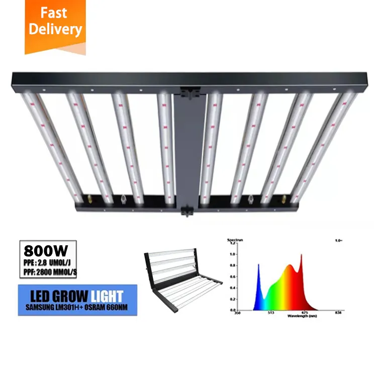 Intérieur pliable à spectre complet 660nm Uv Ir 800w Led élèvent la lumière Samsung Lm281b plante hydroponique élèvent la lumière LED