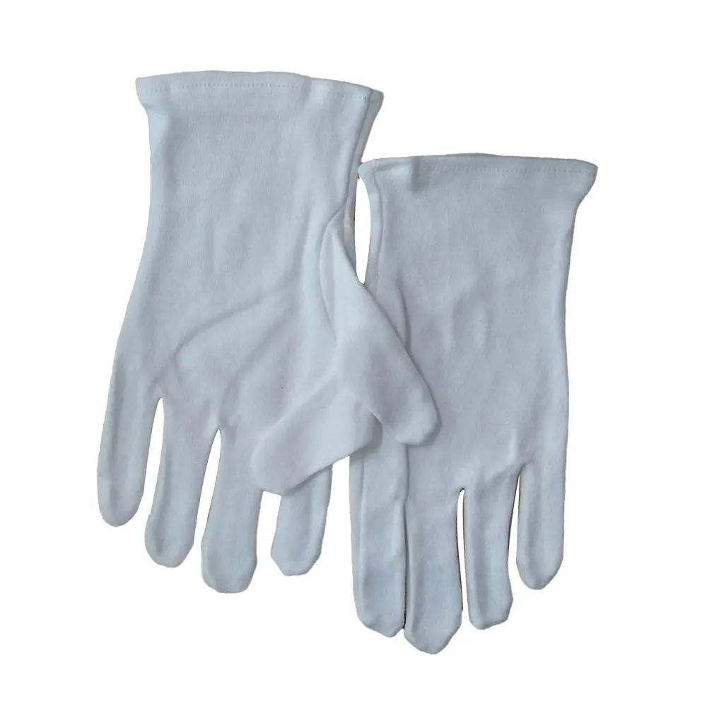 Vendita diretta in fabbrica guanti da lavoro pesanti traspiranti confortevoli guanti ricamati in cotone bianco per Eczema