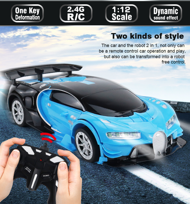 2- in-1 RC robot vehicle toy 1/12 transformation wireless remote control deformation car