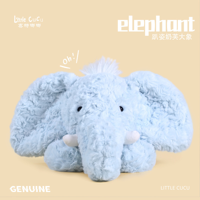 Elefante di peluche sdraiato - 55 cm