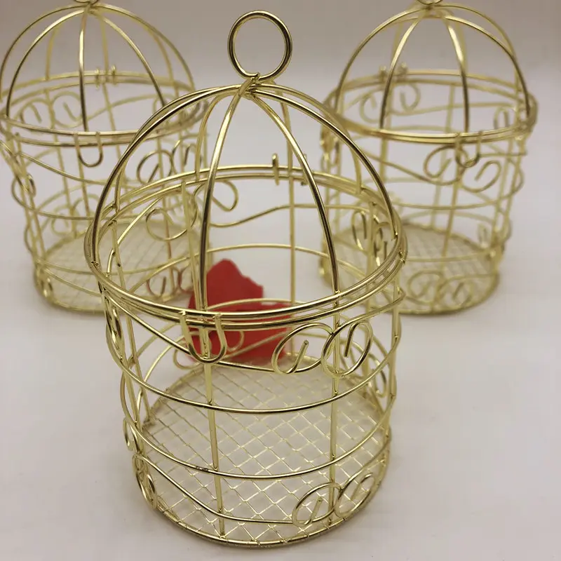 Свадебная коробка для конфет, металлическая Золотая клетка для птиц, коробка для шоколада
